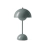 & Tradition - Flowerpot Battery table lamp VP9 with magnetic charging cable, glossy, stone blue